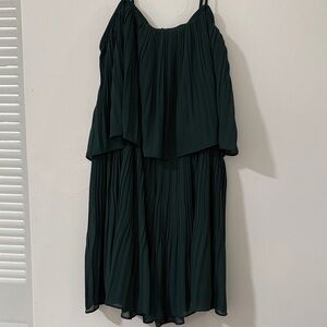 Elegant Whimsical Dark Green Women's pleated romper